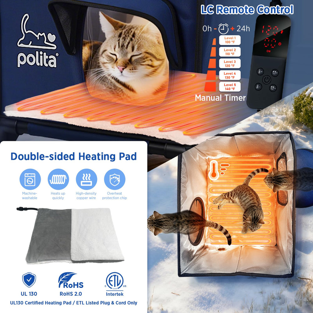 Polita rugged heated cat house escape door demonstrates safe retreat access.