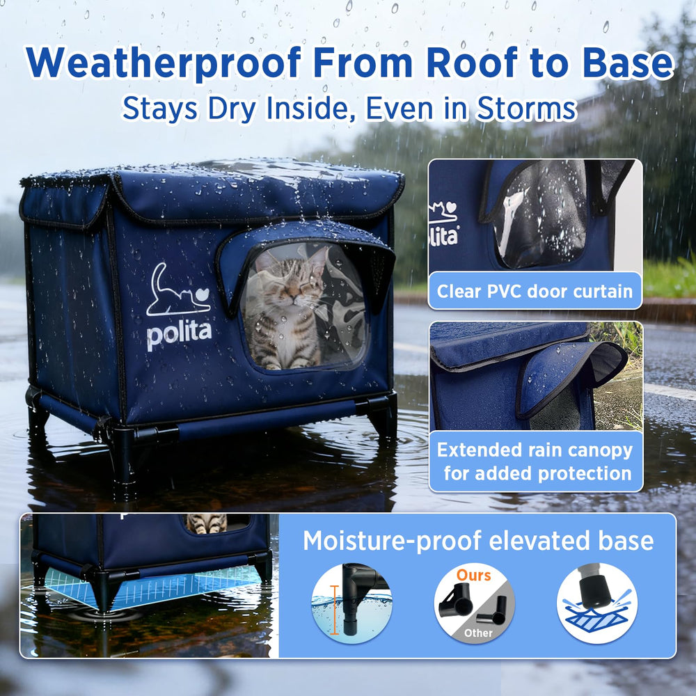 Polita rugged heated cat house predator safety features protect against intruders.