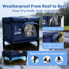 Polita rugged heated cat house predator safety features protect against intruders.