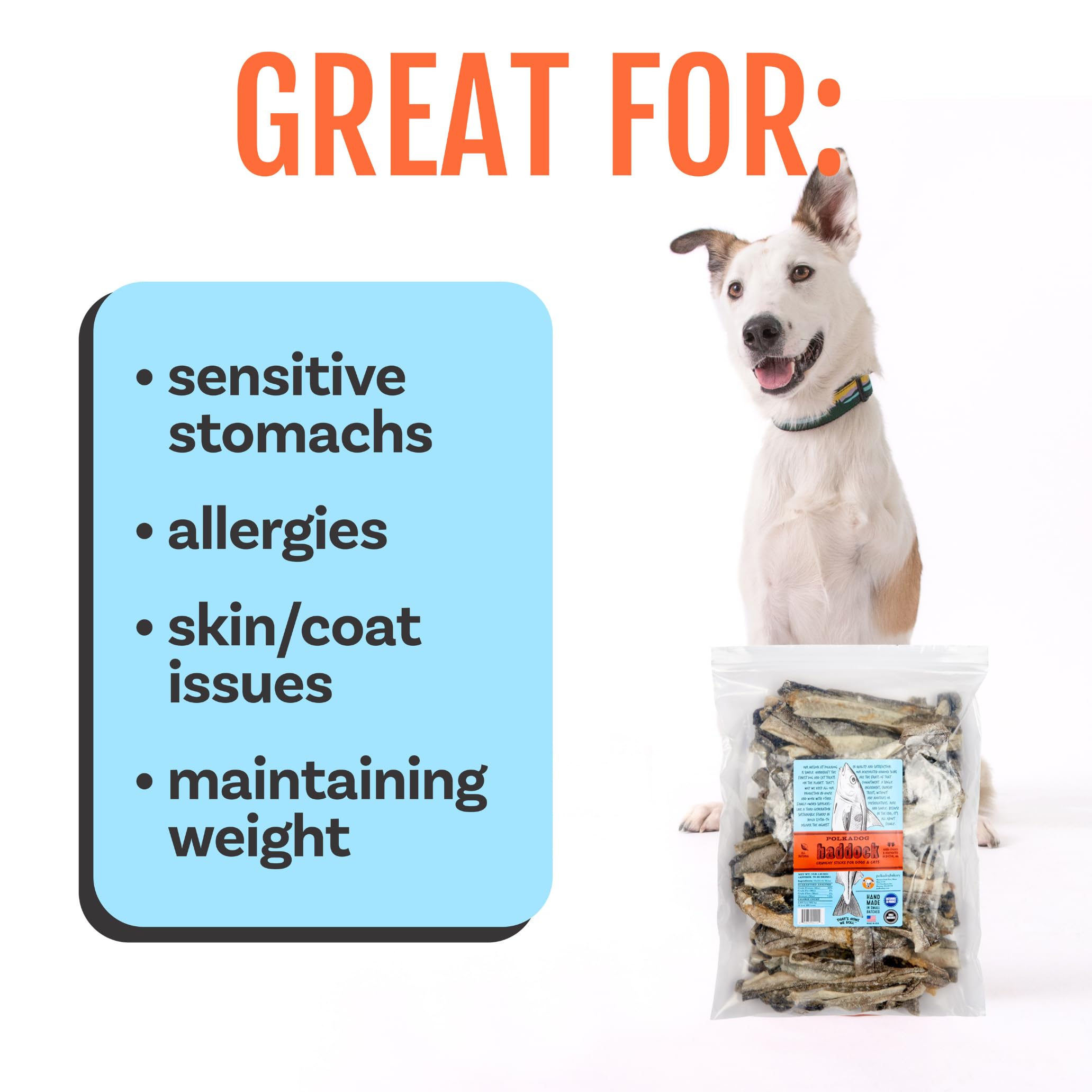 Polkadog Haddock Skins hand-rolled highlights small-batch care and freshness.