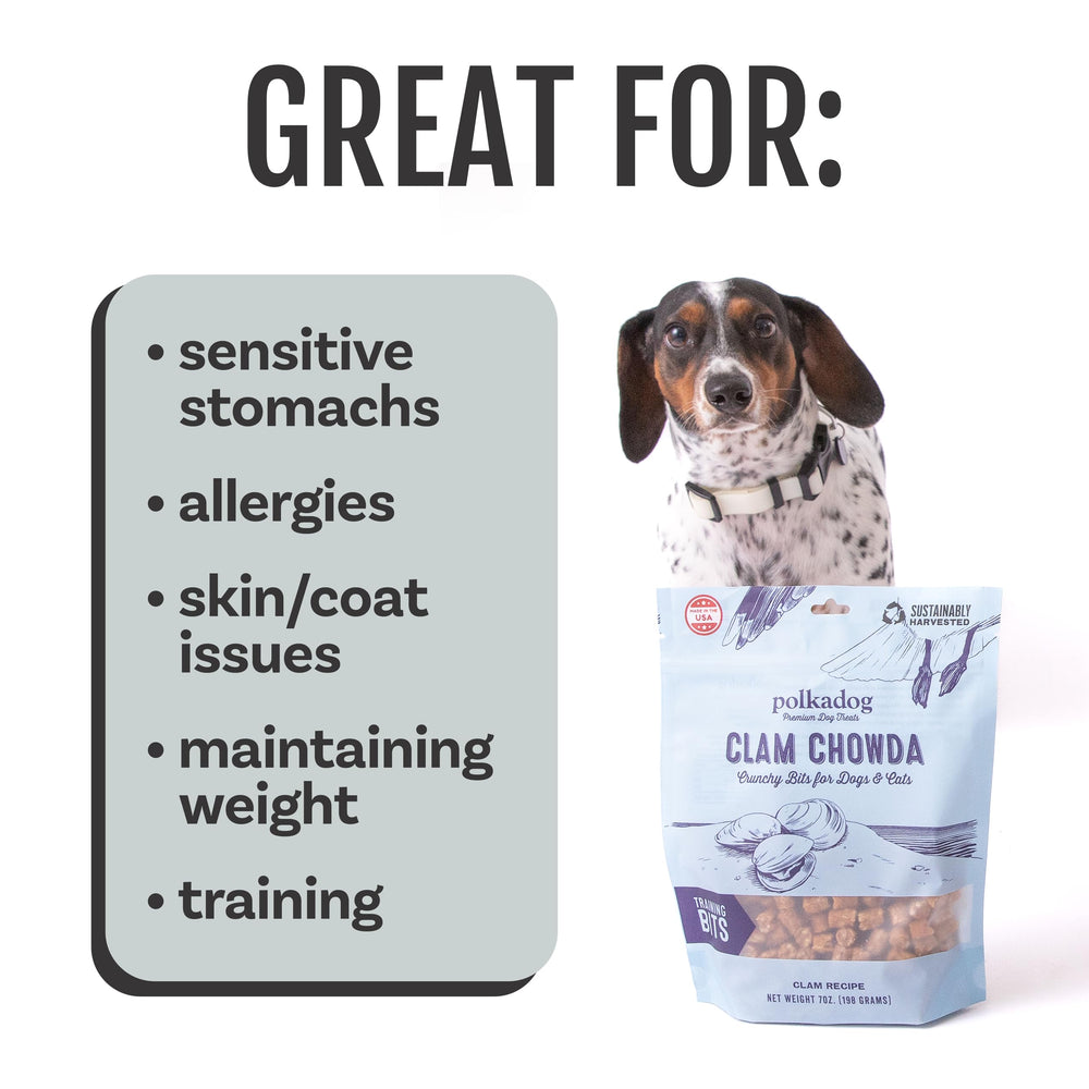 Polkadog limited ingredient treat image highlights allergy-friendly option.