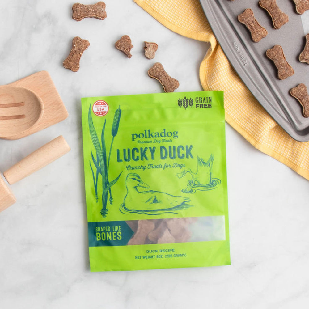 Polkadog Lucky Duck made in USA showcases fresh, local ingredients in small-batch production.