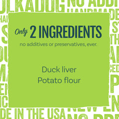 Polkadog Lucky Duck potato flour ingredient emphasizes a clean two-ingredient recipe.