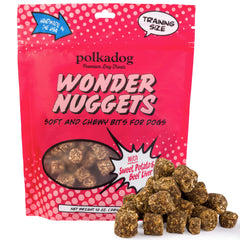 Polkadog Wonder Nuggets beef and sweet potato bag highlights crave-worthy training rewards.