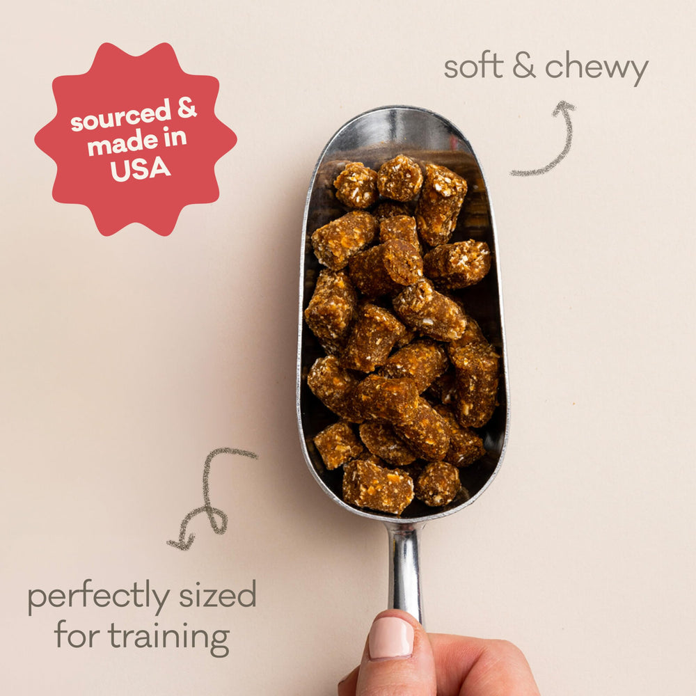 Polkadog Wonder Nuggets training-size bites are perfect for quick obedience rewards.