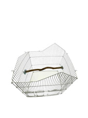 Polly's full-length perch with side mount plates installed — easy cage attachment.