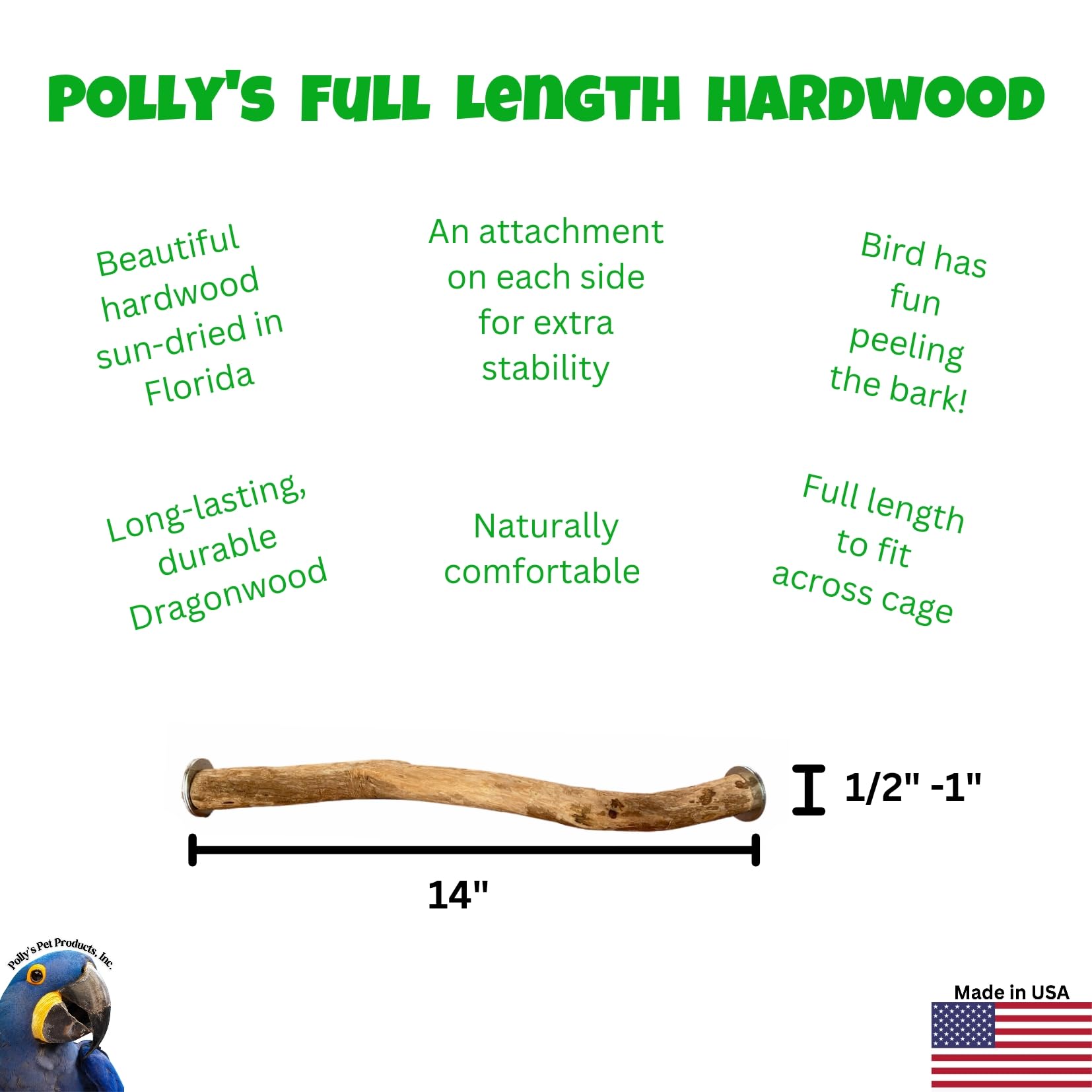 Polly's USA-made perch packaging — proudly crafted in Florida.