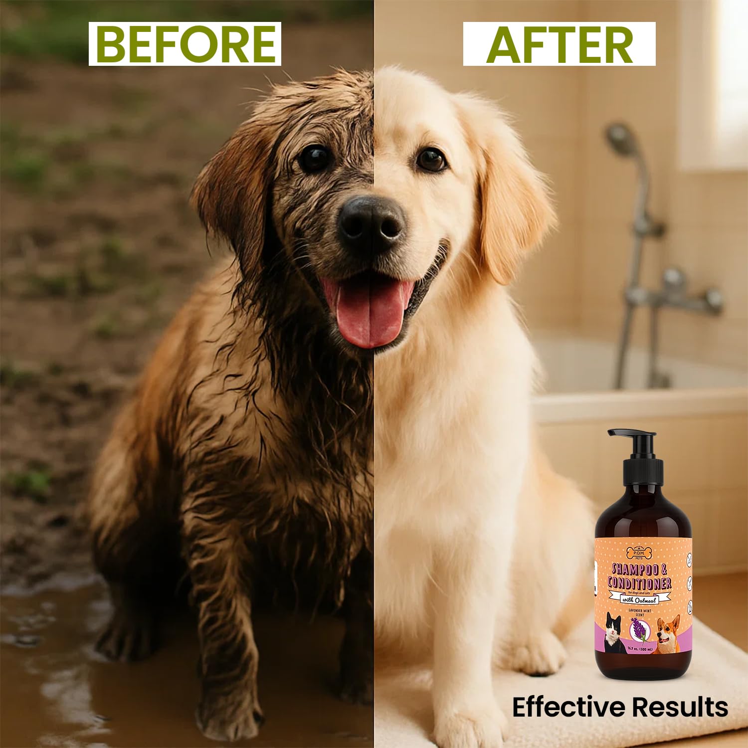 P.O.M. PETS paw cleaner action shows cleansing without harsh residues.