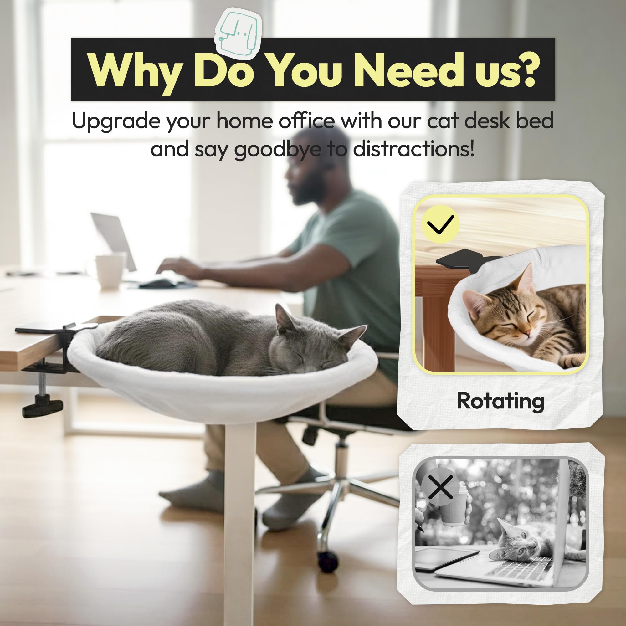 POMESEA desk bed removable mat is machine-washable for quick fur cleanup.