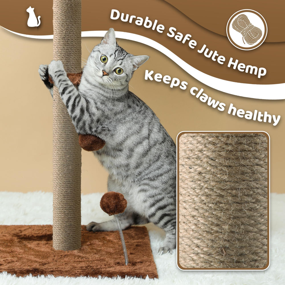 Pomesea cat scratching post with reinforced base ensures stability during enthusiastic scratching sessions.