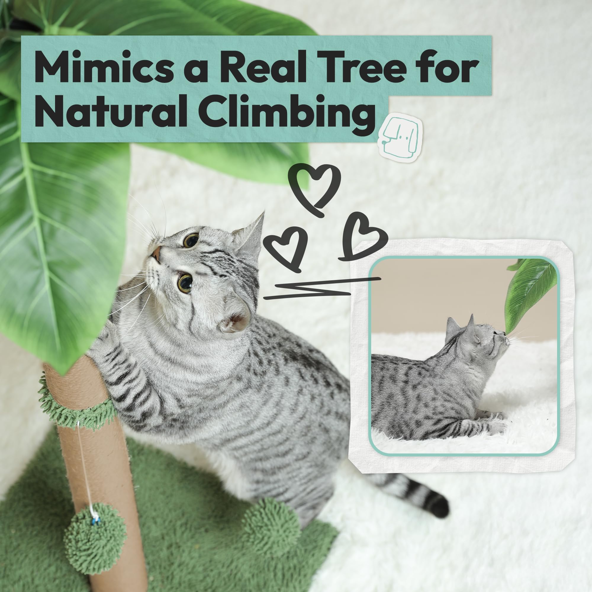 Pomesea cat scratching post reinforced base keeps cats steady during enthusiastic scratching.