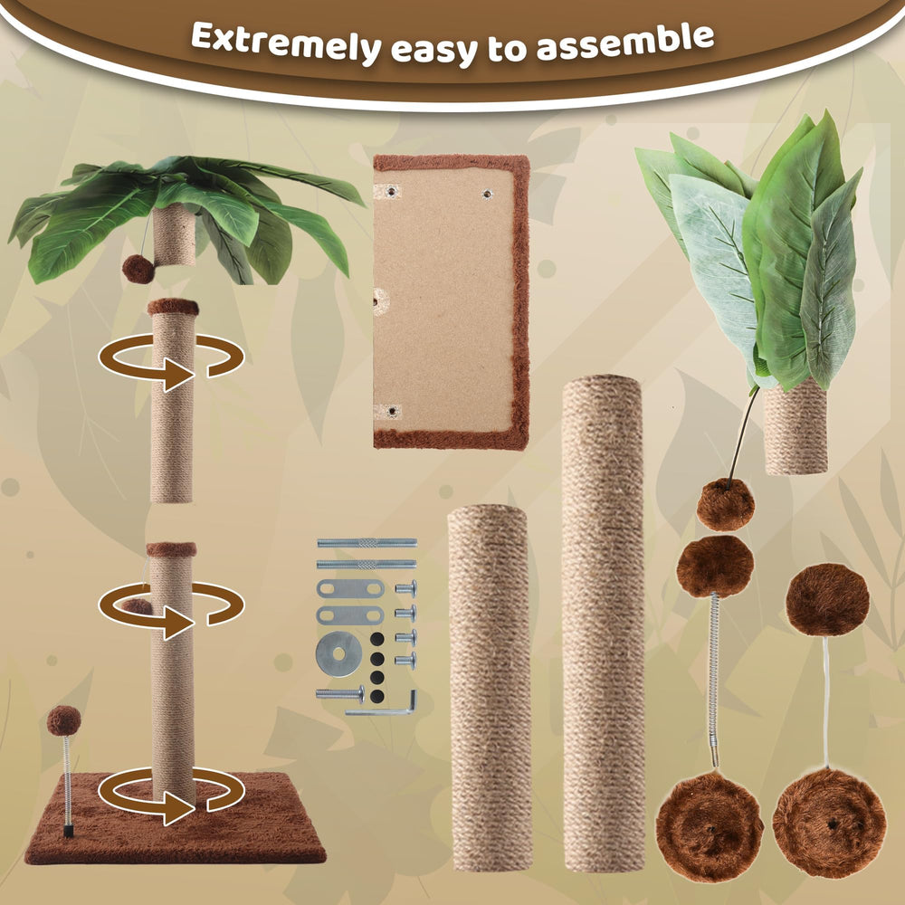 Pomesea tropical design with palm leaves elevates any room while entertaining indoor cats.