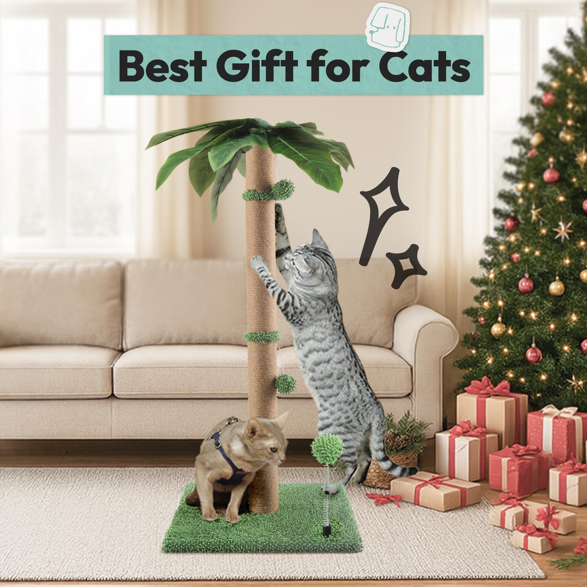 Pomesea cat scratching post tropical design adds stylish home decor.