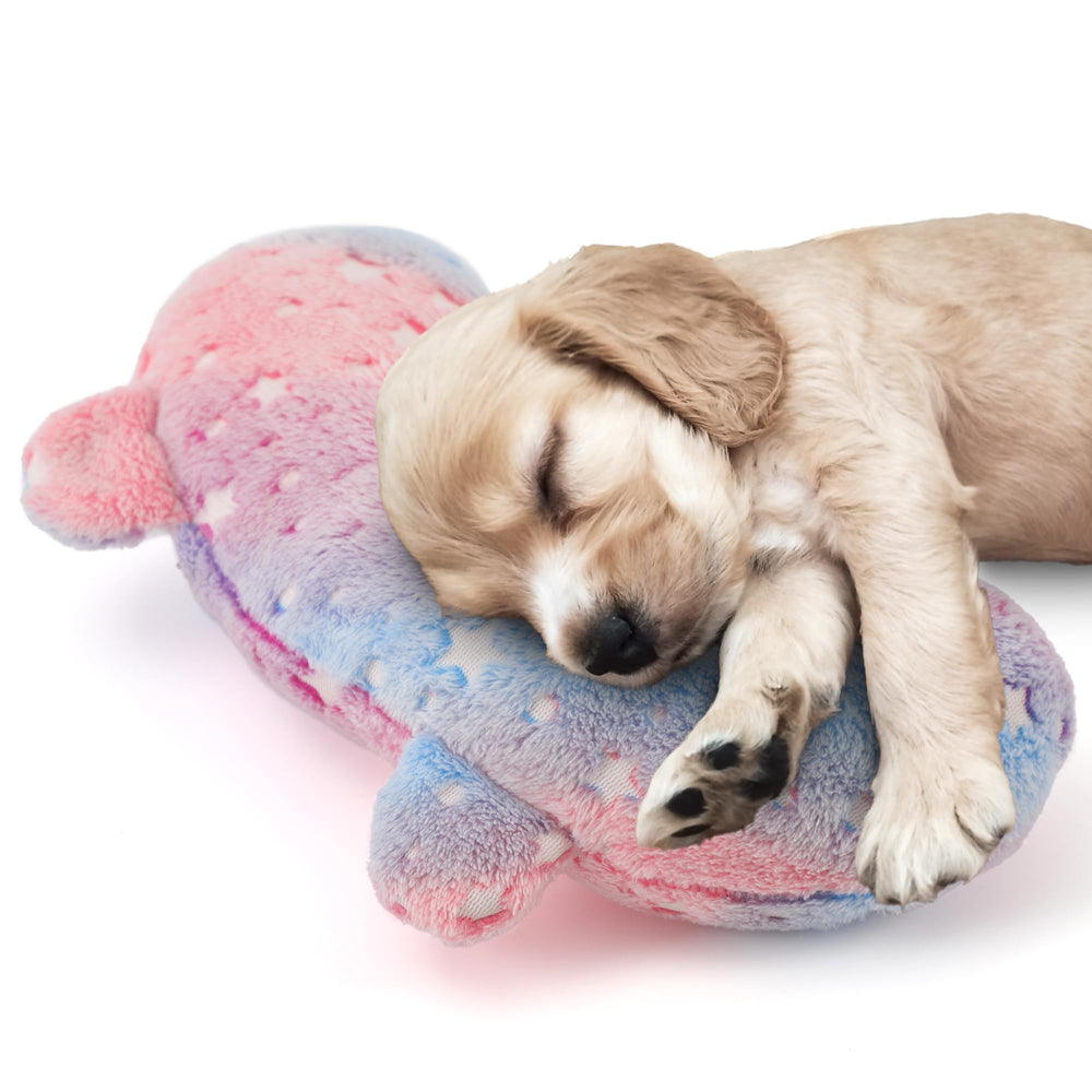 POMESEA glow-in-the-dark dog calming pillow glows at night for reassurance