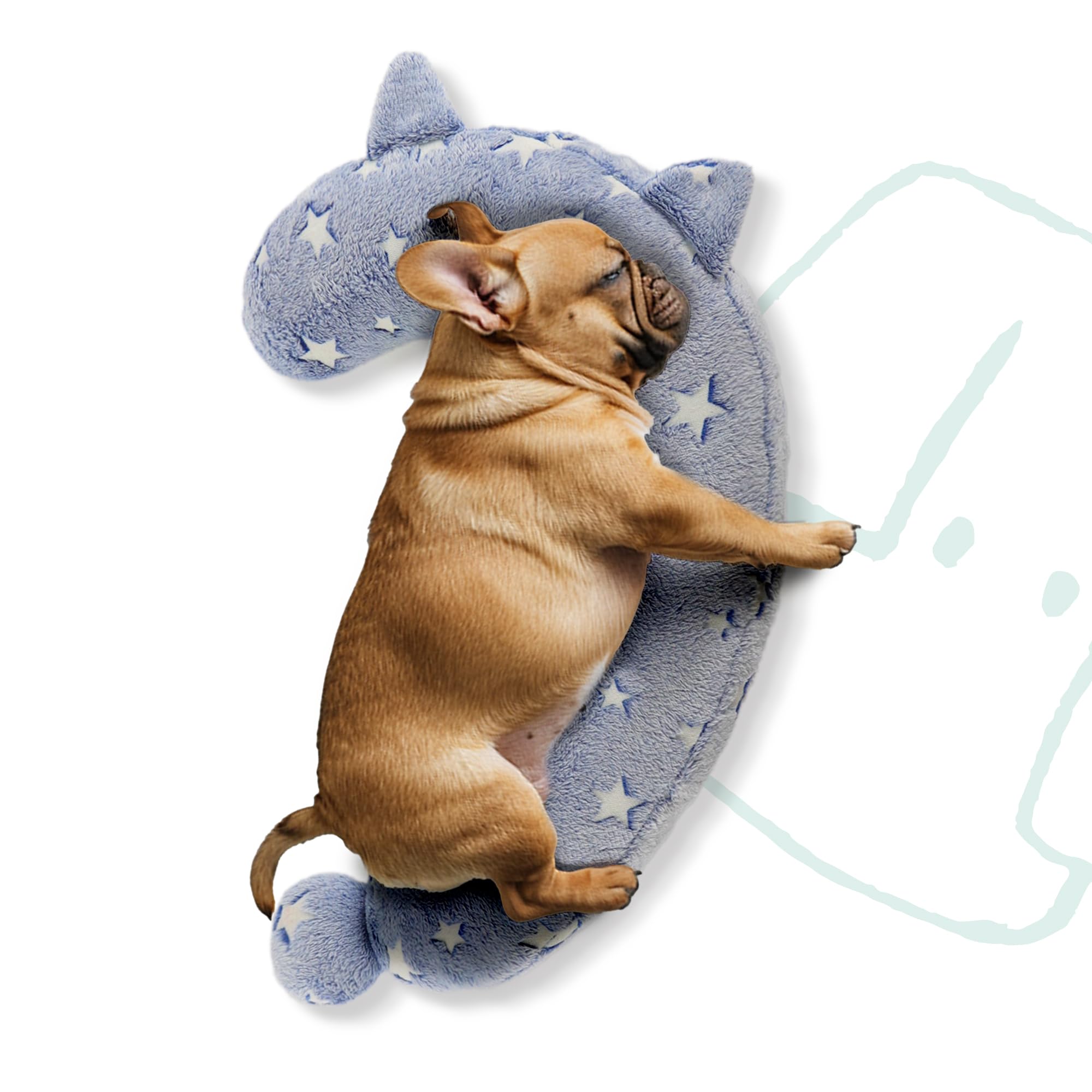 POMESEA glow-in-the-dark dog calming pillow glows softly for nighttime comfort.