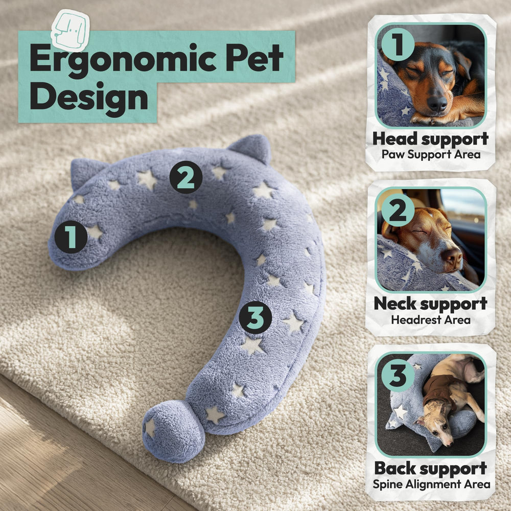 POMESEA dog calming pillow question-mark shape provides cozy support during naps.