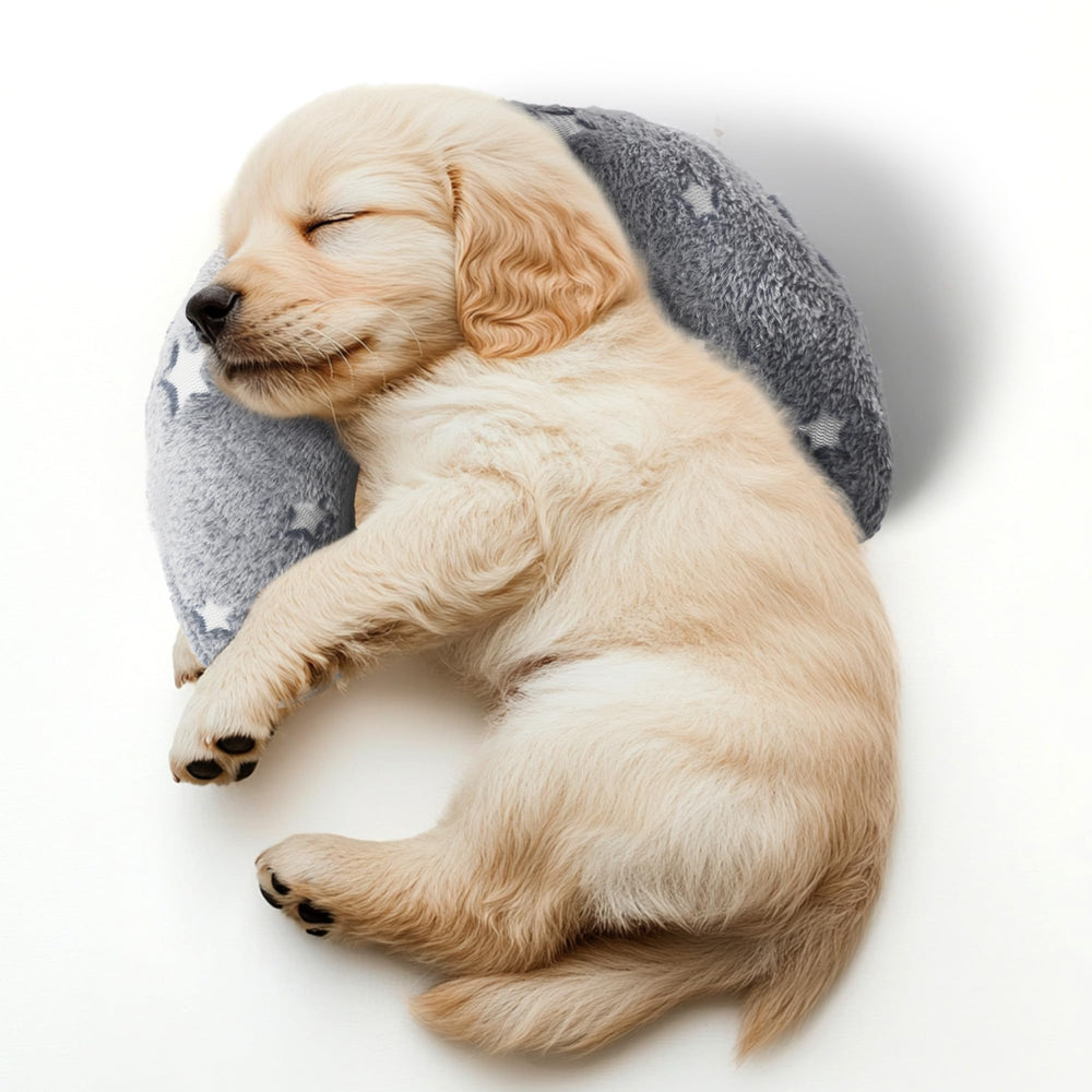 POMESEA glow-grey pillow glows at night to reassure pets during darkness.