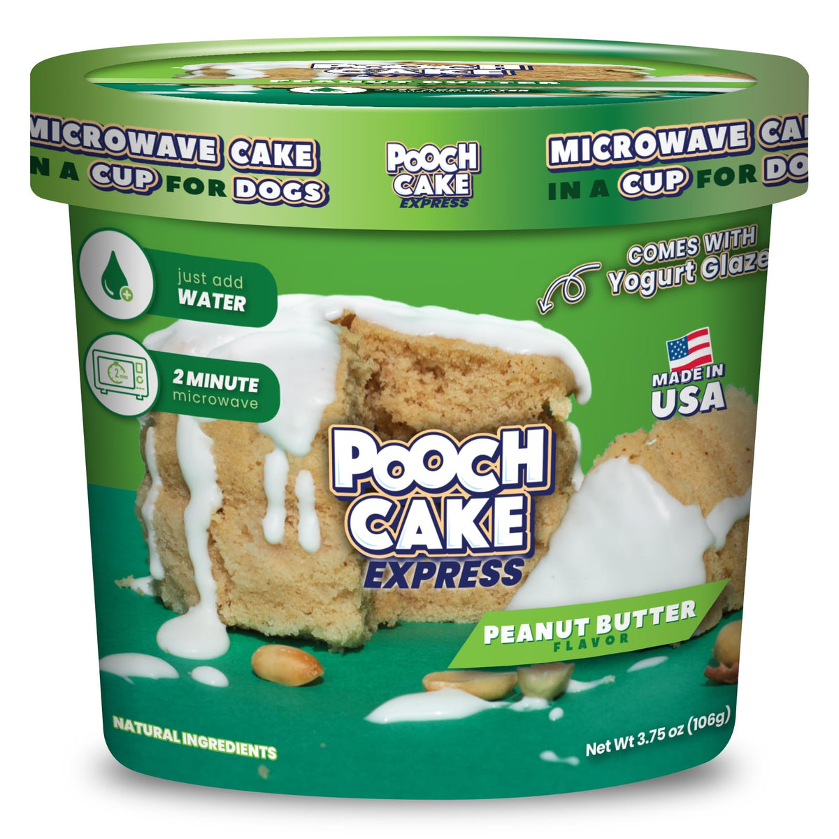 Pooch Cake Express cup prep demonstrates quick water mix for a dog treat