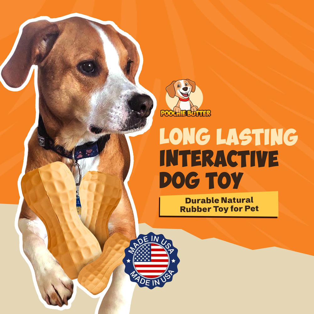 Poochie Butter durable natural rubber chew toy close-up shows tough construction for robust chewing