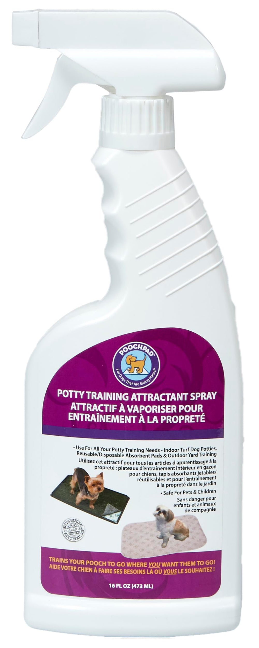 PoochPad attractant bottle pour guides dogs during housebreaking.