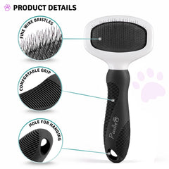 POODLIE Poodle Pet Slicker Brush closeup-bristles: fine pins reach undercoat for thorough grooming