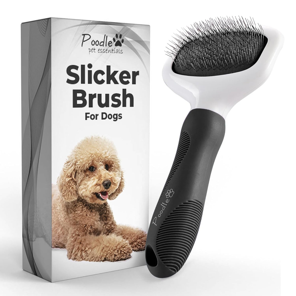 POODLIE Poodle Pet Slicker Brush dog and cat use: removes mats and loose fur gently