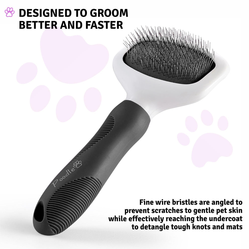 POODLIE Poodle Pet Slicker Brush-undercoat-removal: lifts loose hair for a tidier coat