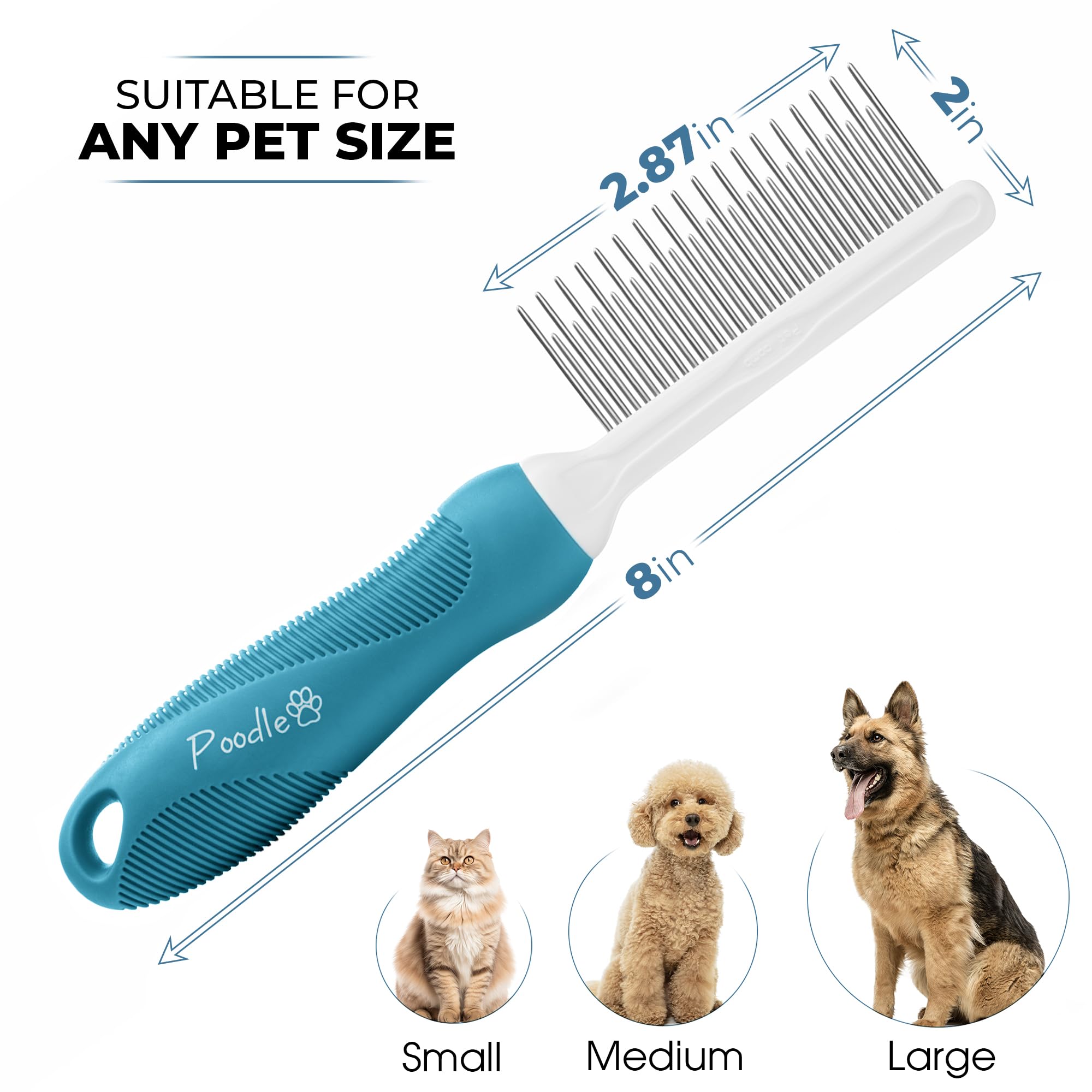 POODLIE Anti-slip handle provides controlled grooming without slips.