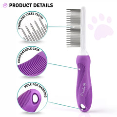 POODLIE detangler comb anti-slip handle for safe grooming sessions