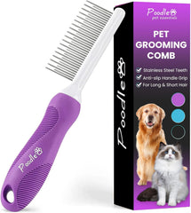 POODLIE detangler comb long teeth closeup for gentle dematting in one pass