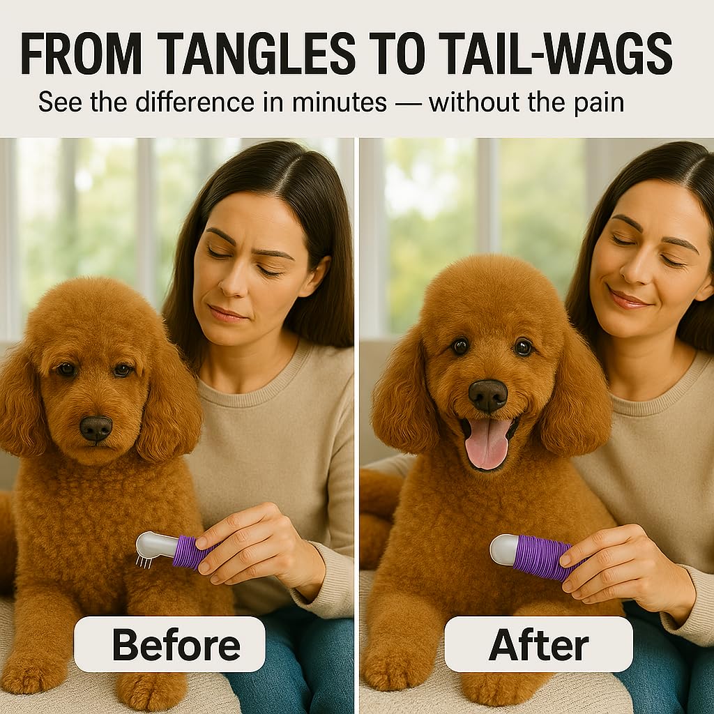 POODLIE grooming tool in hand demonstrating ergonomic control.