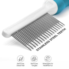 POODLIE Stainless steel teeth deliver durable detangling for dogs and cats.