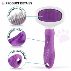 POODLIE Poodle Pet Slicker Brush bristle detail showing rounded tips for skin friendly grooming