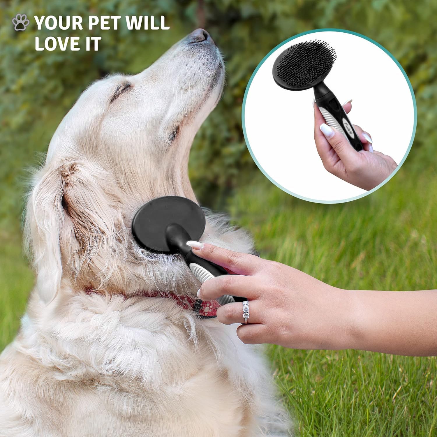 POODLIE Round Bristle Brush suitable for dogs and cats of all hair lengths.