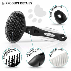 POODLIE Round Bristle Brush rubber grip for steady handling during grooming sessions.