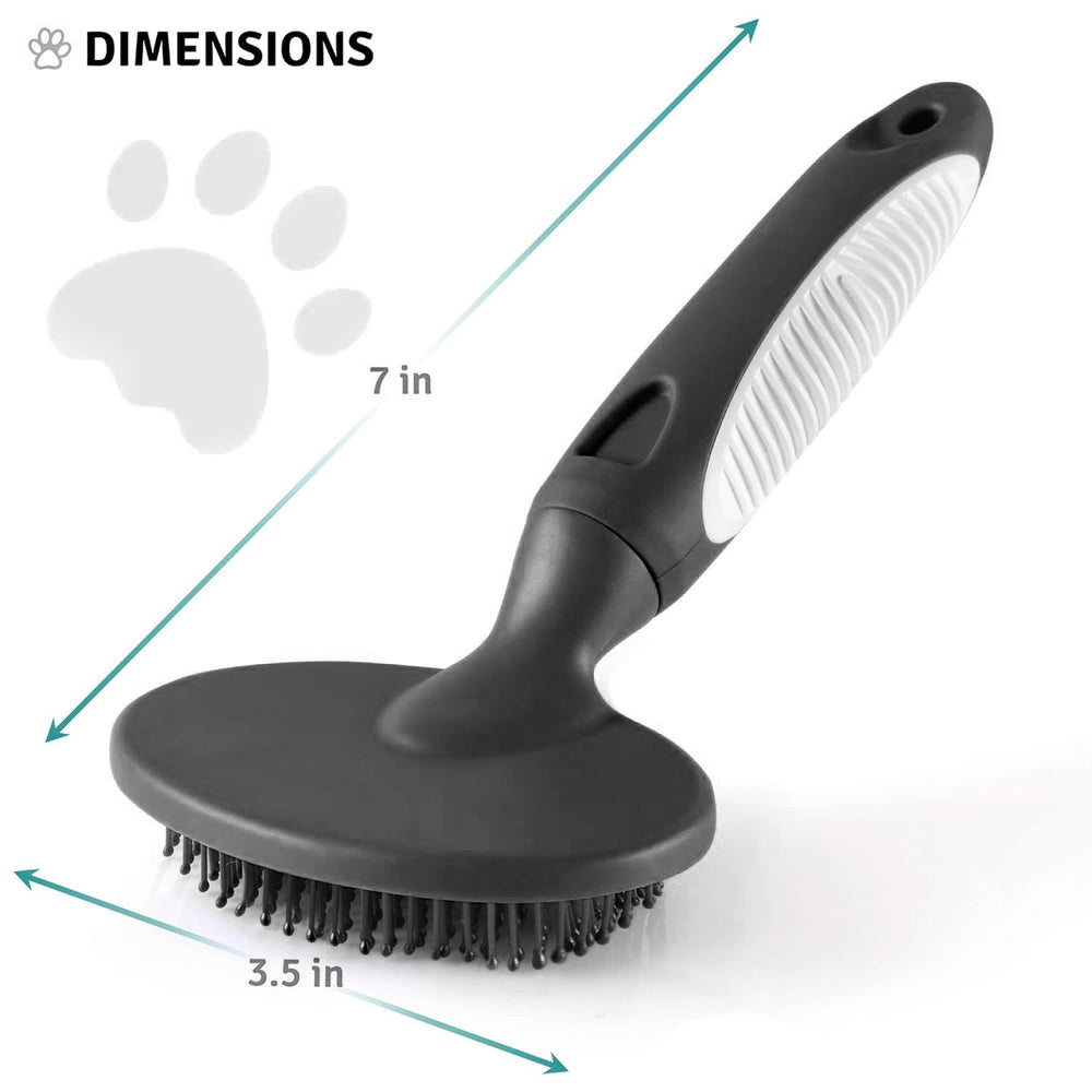 POODLIE Round Bristle Brush thumb rest design for comfortable, precise grooming.