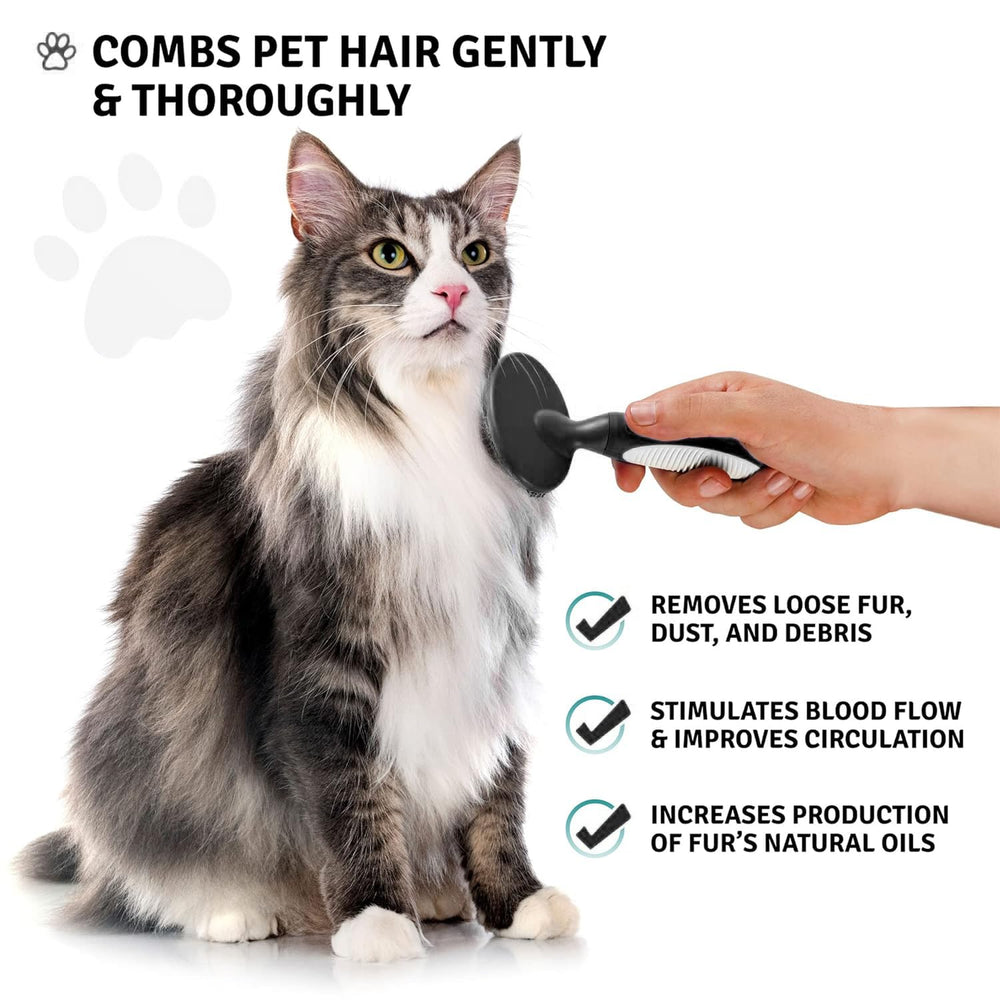 POODLIE Round Bristle Brush effective undercoat removal for dogs and cats.