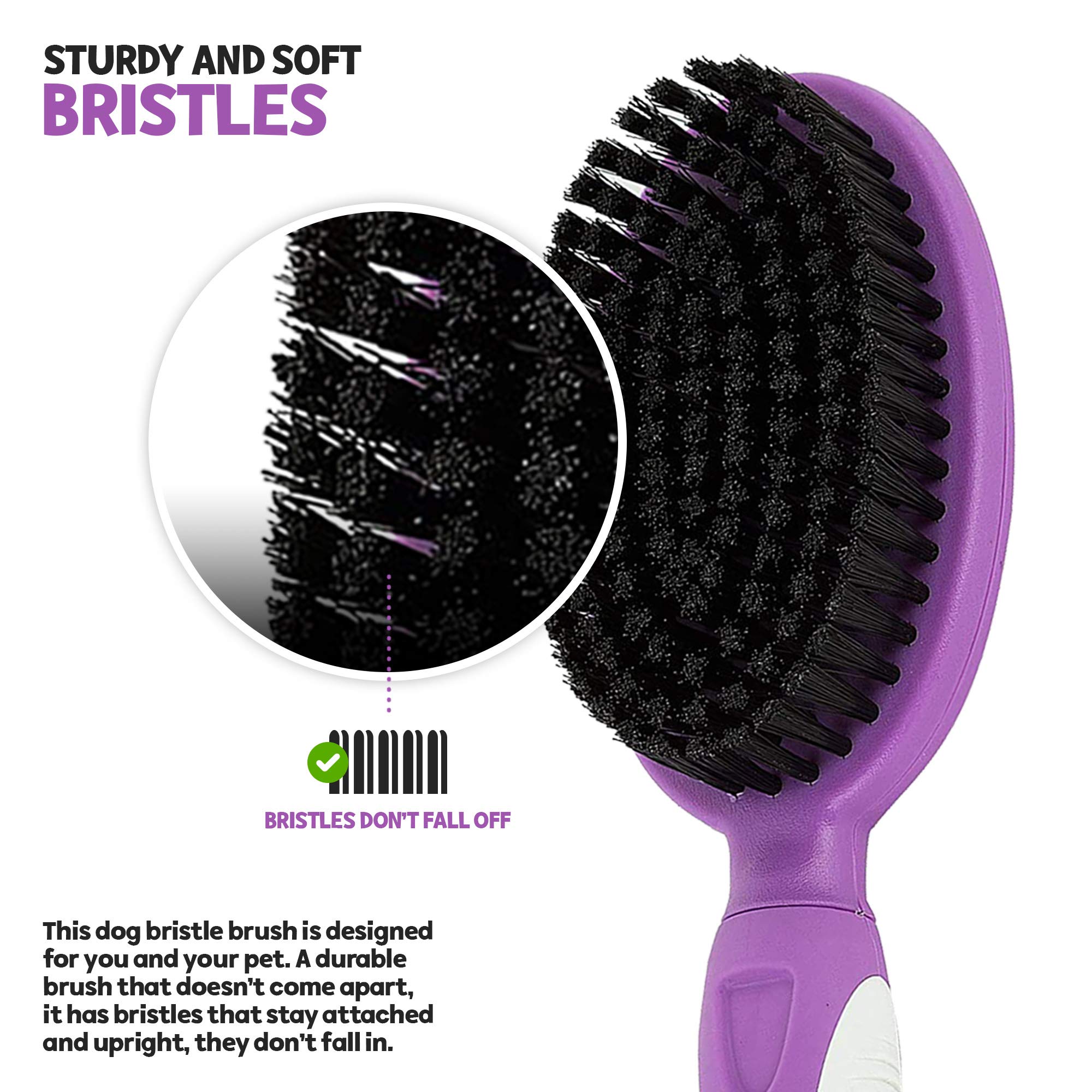 POODLIE Soft Bristle Brush non-slip handle provides secure grip during longer grooming sessions