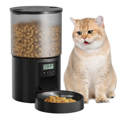POOEKEN cat feeder front view showing compact programmable design for timed meals