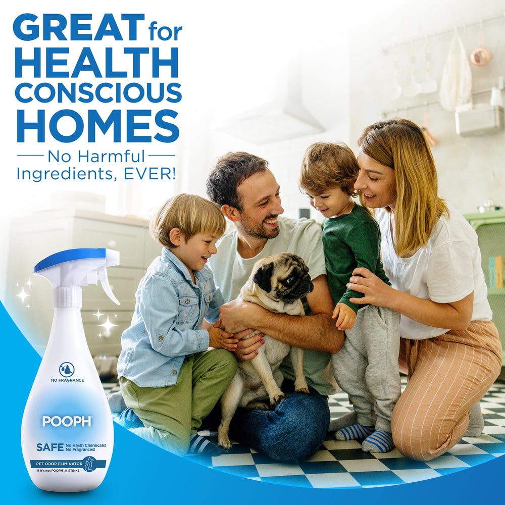 POOPH on carpets and curtains showing effective odor elimination