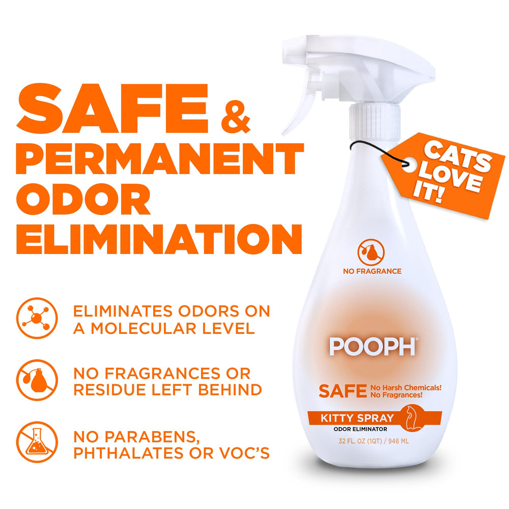 POOPH-litter-box-application shows easy use to neutralize urine odors.