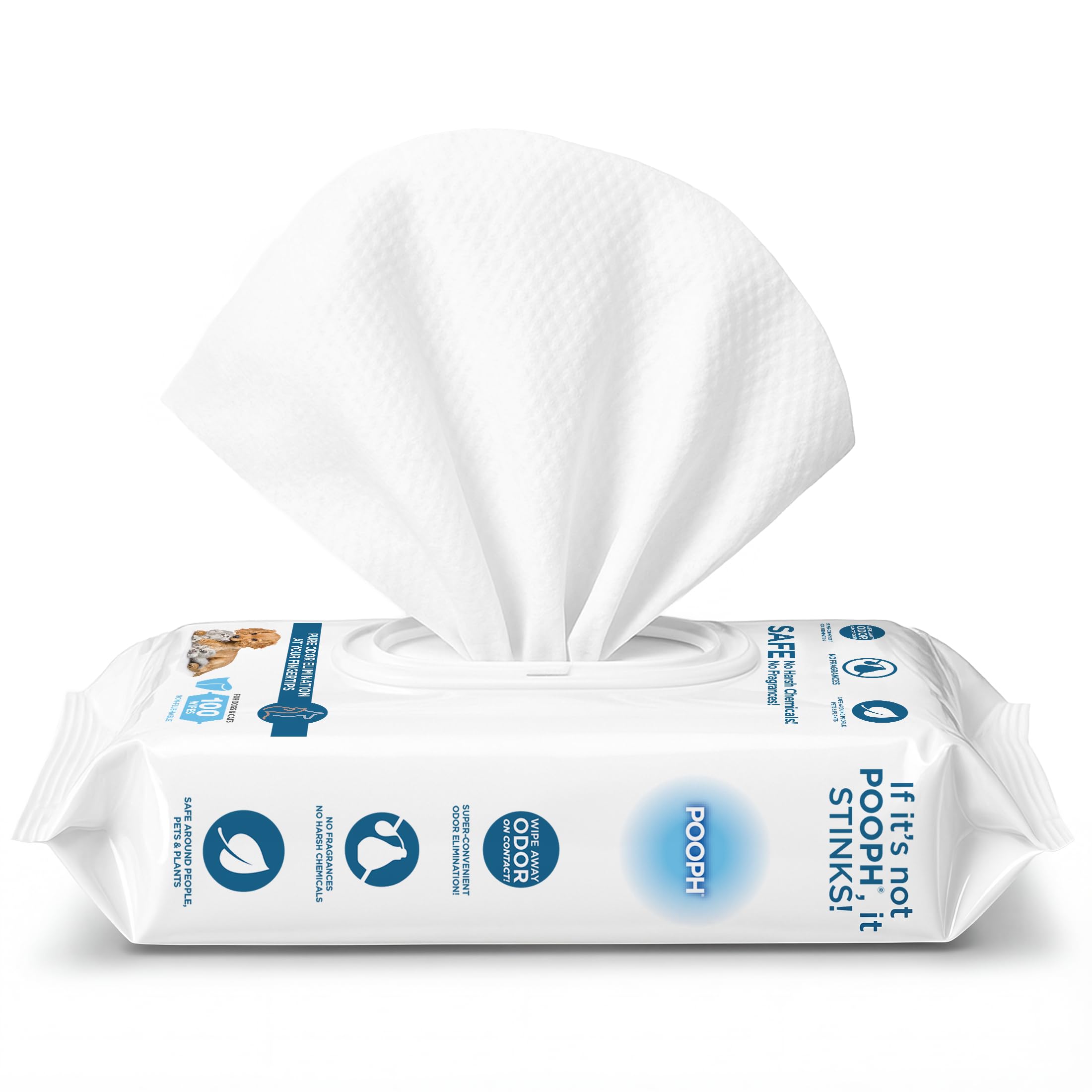 POOPH Pure Wipes pack shot for quick, fragrance-free odor control