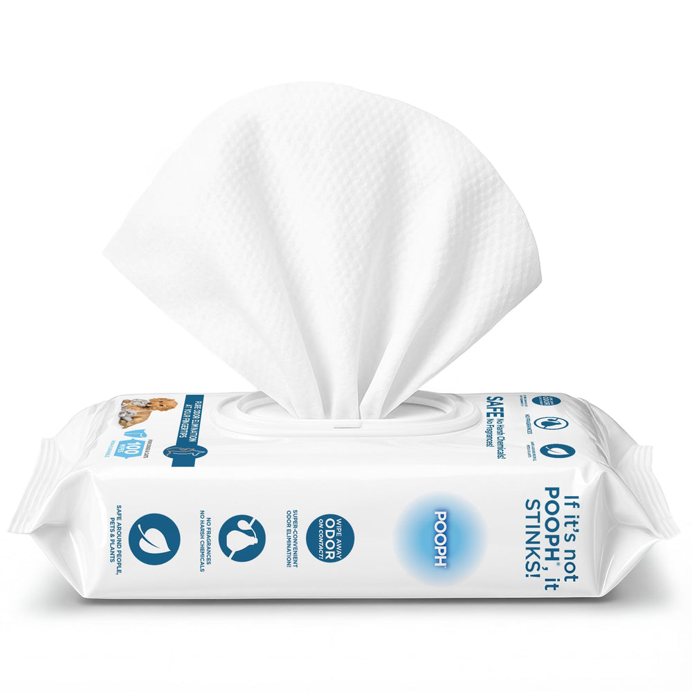 POOPH Pure Wipes pack shot for quick, fragrance-free odor control