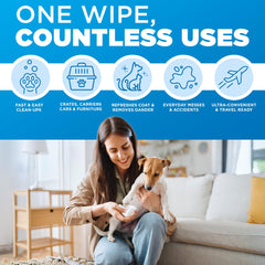 POOPH Pure Wipes in use on paws for mess and odor cleanup