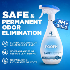 POOPH close-up spray mist demonstrating quick odor removal action