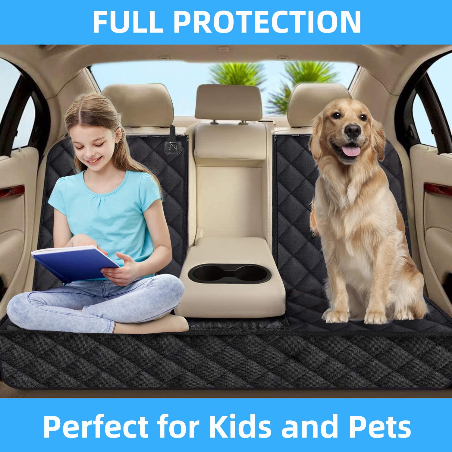 Popbark back seat cover with non-slip backing stays secure during drives