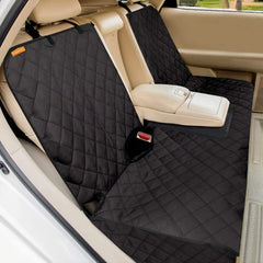 Popbark back seat cover in waterproof Oxford fabric guards upholstery from spills and dirt