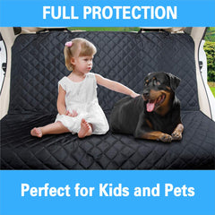 Popbark back-seat-cover with textured backing prevents sliding during turns.