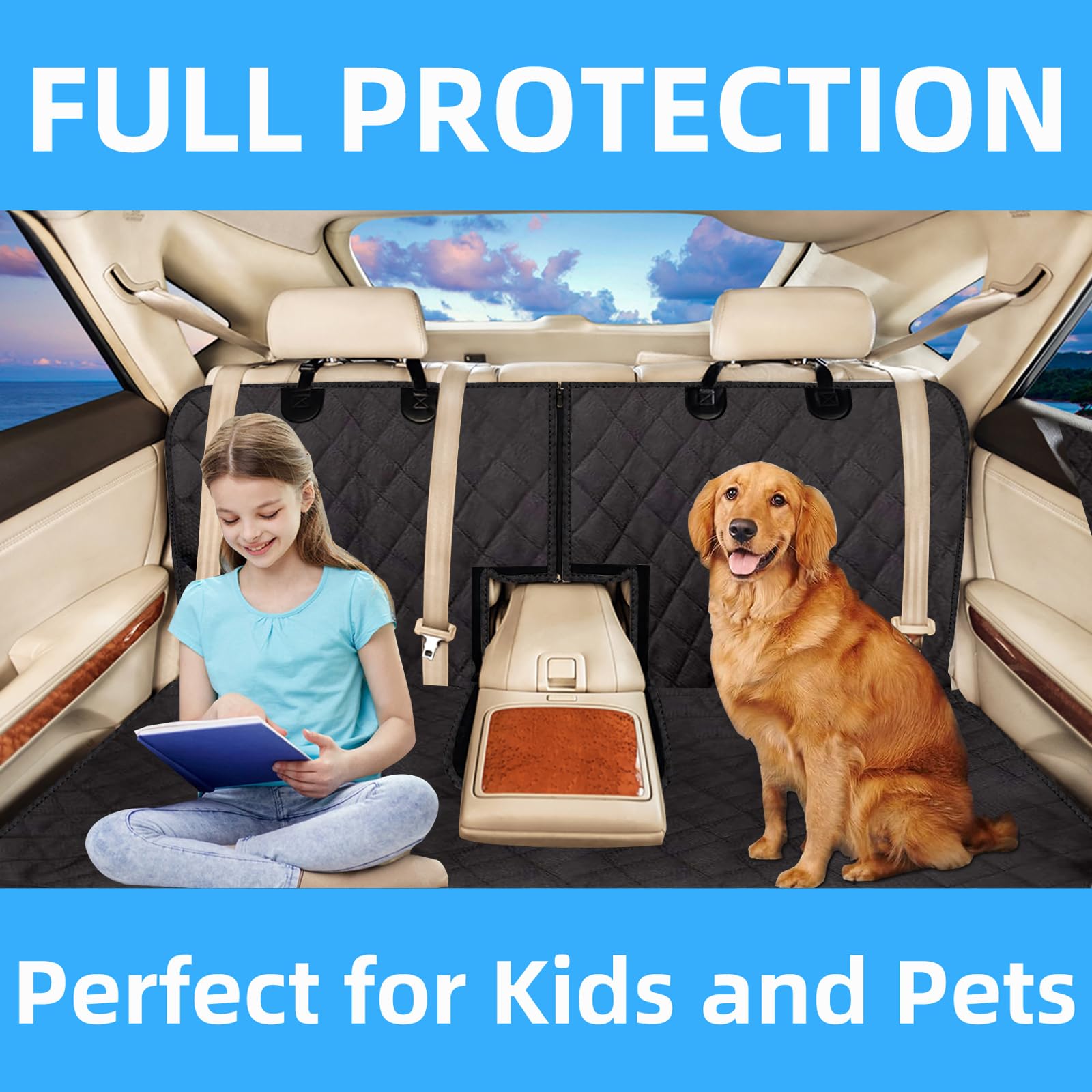 Popbark side flaps protect backseat from scratches and fur