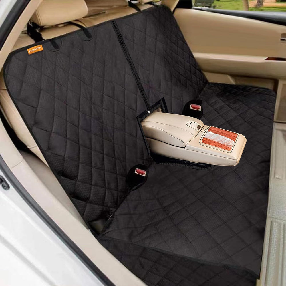 Popbark waterproof dog car seat cover back seat shields upholstery during muddy rides